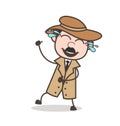 Cartoon Laughing Funny Detective Vector Illustration