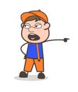 Cartoon Leader Shouting on Workers Vector Concept