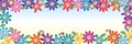 Cartoon leaf butterfly flower smile banner