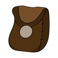 Cartoon Leather Bag isolated on white background. Medieval Bag for Computer Game Design. Vector illustration for Your Design.