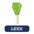 Cartoon leek vegetables vector isolated on white background