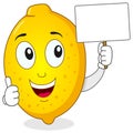 Cartoon Lemon Holding a Blank Banner