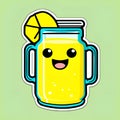 Cartoon lemonade in a bottle with a happy smiling face