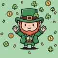 Cartoon Leprechaun Celebrating St. Patricks Day with Joyful Expression Royalty Free Stock Photo