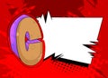 Cartoon Letter C with blank speech bubble, comic book education background. Retro vector comics pop art design Royalty Free Stock Photo