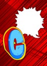 Cartoon Letter C with blank speech bubble, comic book education background. Retro vector comics pop art design Royalty Free Stock Photo