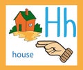 Cartoon letter H. Creative English alphabet. ABC concept. Sign language and alphabet.