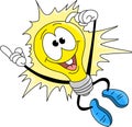 Cartoon light bulb jumping in the air happily vector illustration Royalty Free Stock Photo