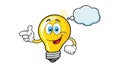 Cartoon Lightbulb Character with Thought Cloud, vector design Generative AI Royalty Free Stock Photo