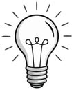 Cartoon Lightbulb Emanating Idea Rays, Concept, Inspiration, and Innovation Royalty Free Stock Photo