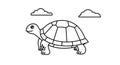 Cartoon like clouds flanking the tortoise adding a minimalistic Royalty Free Stock Photo