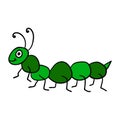 Cartoon linear doodle retro happy caterpillar isolated Royalty Free Stock Photo