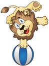 Cartoon lion on the beach ball.