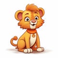 Cartoon Lion Character A Digital Painting In Rinpa School Style