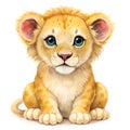 a cartoon lion cub is sitting down and looking at the camera Royalty Free Stock Photo