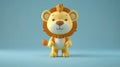 Cartoon lion figure smiling on a blue background. Royalty Free Stock Photo