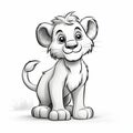Simple 6b Pencil Drawing Of A Cute Lion Character For Kids