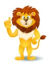 Cartoon lion standing and pointing. vector