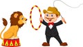 Cartoon Lion Tamer with lion Royalty Free Stock Photo