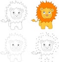 Cartoon lion. Vector illustration. Dot to dot game for kids Royalty Free Stock Photo