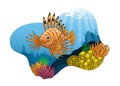 Cartoon Lionfish in a coral habitat