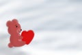 Cartoon little bear holding a cute red heart, Valentine`s Day concept and about love - illustration Royalty Free Stock Photo