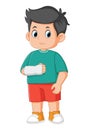 Cartoon little boy with broken arm Royalty Free Stock Photo