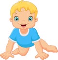 Cartoon little boy crawling