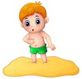 Cartoon little boy playing a sand Royalty Free Stock Photo