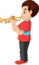Cartoon little boy playing a trumpet Royalty Free Stock Photo