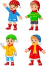 Cartoon little boy wearing winter clothes Royalty Free Stock Photo