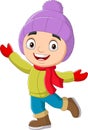 Cartoon little boy in winter clothes Royalty Free Stock Photo