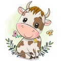 Cartoon little bull on a green background Royalty Free Stock Photo