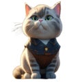 Cartoon little cat sitting and looking and wearing a cute shirt.Ai Jenerated