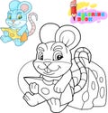 Little cute mouse, coloring book, funny illustration Royalty Free Stock Photo