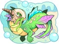 Little cute water dragon funny illustration