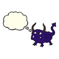 cartoon little demon with thought bubble