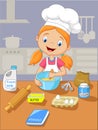 Cartoon little girl baking Royalty Free Stock Photo