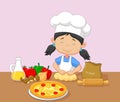 Cartoon little girl baking