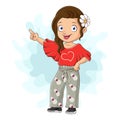 Cartoon little girl with big idea Royalty Free Stock Photo