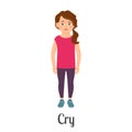 Cartoon little girl crying Royalty Free Stock Photo