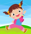 Cartoon little girl jumping