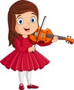 Cartoon little girl playing a violin