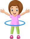 Cartoon little girl twirling hula hoop