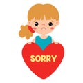 Cartoon Little Kid Saying Sorry Royalty Free Stock Photo