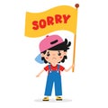 Cartoon Little Kid Saying Sorry Royalty Free Stock Photo