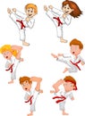 Cartoon little kid training karate collection