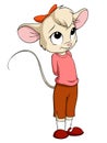 Cartoon little mouse female in pink blouse Royalty Free Stock Photo