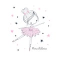 Cartoon little Prima Ballerina. Simple linear vector graphic isolated illustration