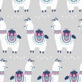 Cartoon Llama Alpaca Seamless Pattern Royalty Free Stock Photo
